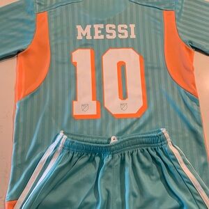 Kids Messi Jersey Set - Teal and Orange